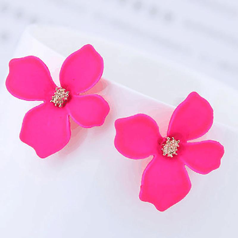High Quality Gold Plated Custom Blanc Jardin Earring Jewelry Fashion Big Petal Flower Stud Earrings for Women