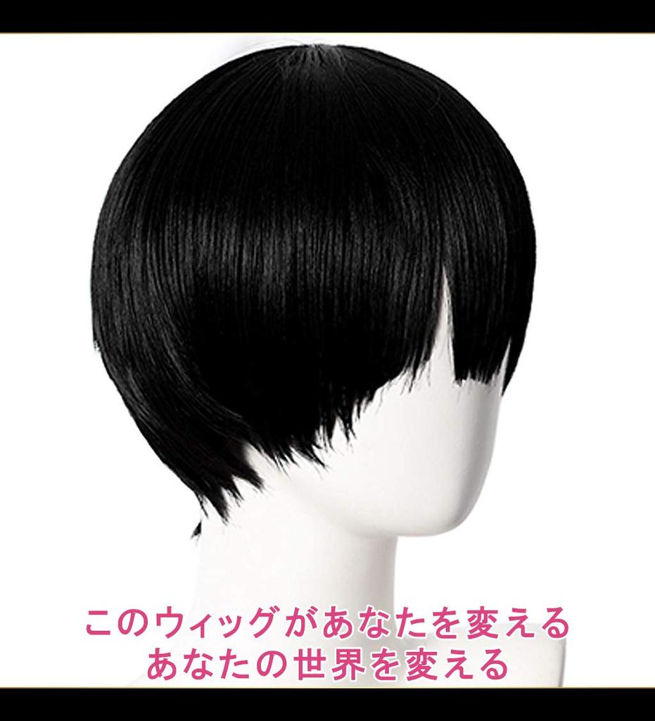 CaseEden Cosplay Wig, Full Wig, Heat Resistant, Short, Mushroom Cut, 30cm, Black Hair, WIG5520