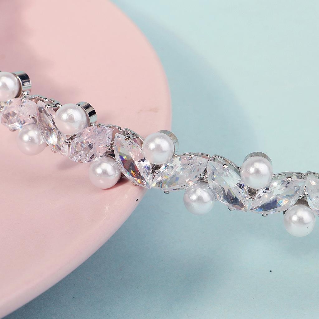 SLBRIDAL Модная Шарм Кристаллы Стразы Жемчуг Цирконы Женская Девичья Повседневная Диадема Ободок Вечеринка Свадебная Украшения для Волос с Цирконами