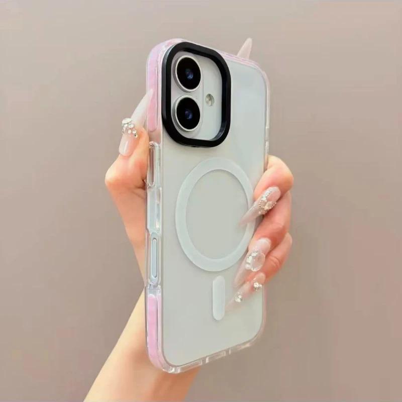 Конфетного цвета MagSafe Чехол для телефона для iPhone 17Air 16 15 13 14 12 11 17ProMax 16plus Беспроводная зарядка Мягкий силиконовый Бампер Чехол