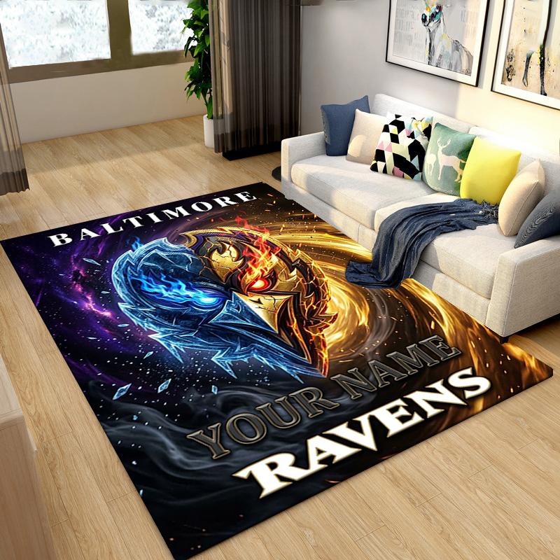 Custom personalization NFL Fire & Ice Print Area Rug - Soft, Washable Non-Slip Indoor Mat,Living Room,Home&Office Decorative Rug