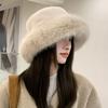 WTEMPO Winter Large Head Circumstance Retro Plush Fisherman's Hats Women's Thickened Imitation Fur Warm Versatile Ear Protection Bucket Hats