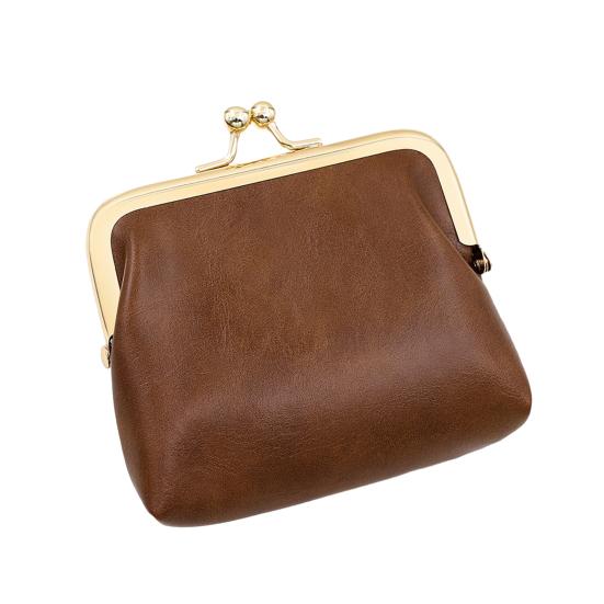 Мини-портмоне в винтажном стиле из искусственной кожи с замком-поцелуем, карман для мелочи, портативный кошелек