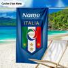 1PC Custom Name Beach Towel Italian Football Crest Beach Towel, Suitable for Camping, Travel, Beach Accessories, Super Absorbent, Family Gift