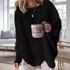 Women New Casual Fashion Hollow Hook Sweater Big Size Loose Solid Color Knit Sweater