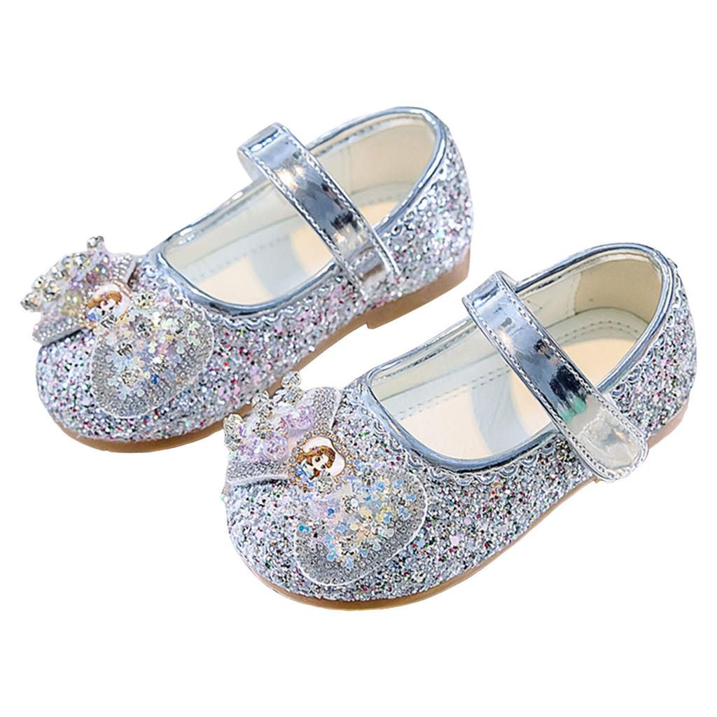 2026 Children Shoes Girls Low Heel Princess Dance Sandals Kids Shoes Glitter Leather Fashion Girls Party Dress Wedding Shoes