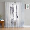 Leopard Animal Snowflake Winter Tulle Sheer Curtains for Living Room Decoration Window Curtain for Bedroom Voile Organza Drapes