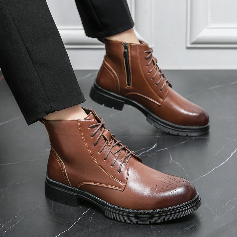 XiAnZen Vintage Brock Boots for Men Boots Casual boots For Men Натуральная кожа Модные мужские ботинки Противоскользящие ботинки man zapatos