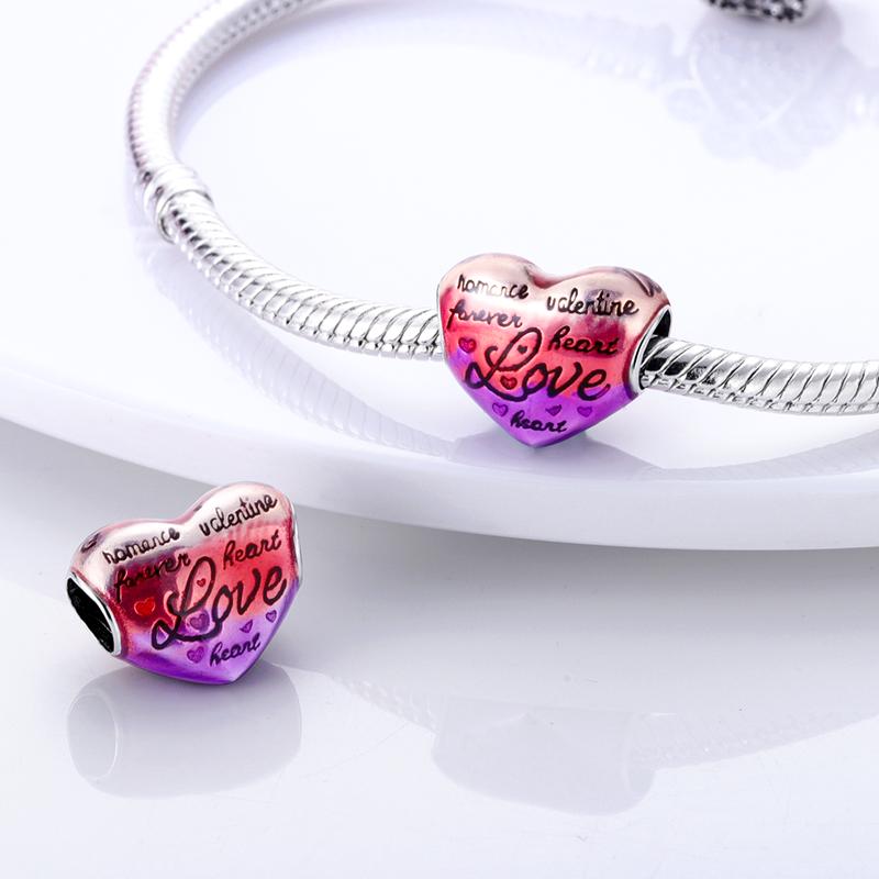 Heart Shape 925 Silver Family Lover Affection Pendant Charm Beads Fit Woman's Cute Bracelet DIY Jewelry For Women