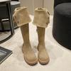 Over-the-knee Boots for Women's 2025 New Autumn and Winter, Small People Increase Their Height, and Two Wear Folded Maillard Boots, Long Boots.