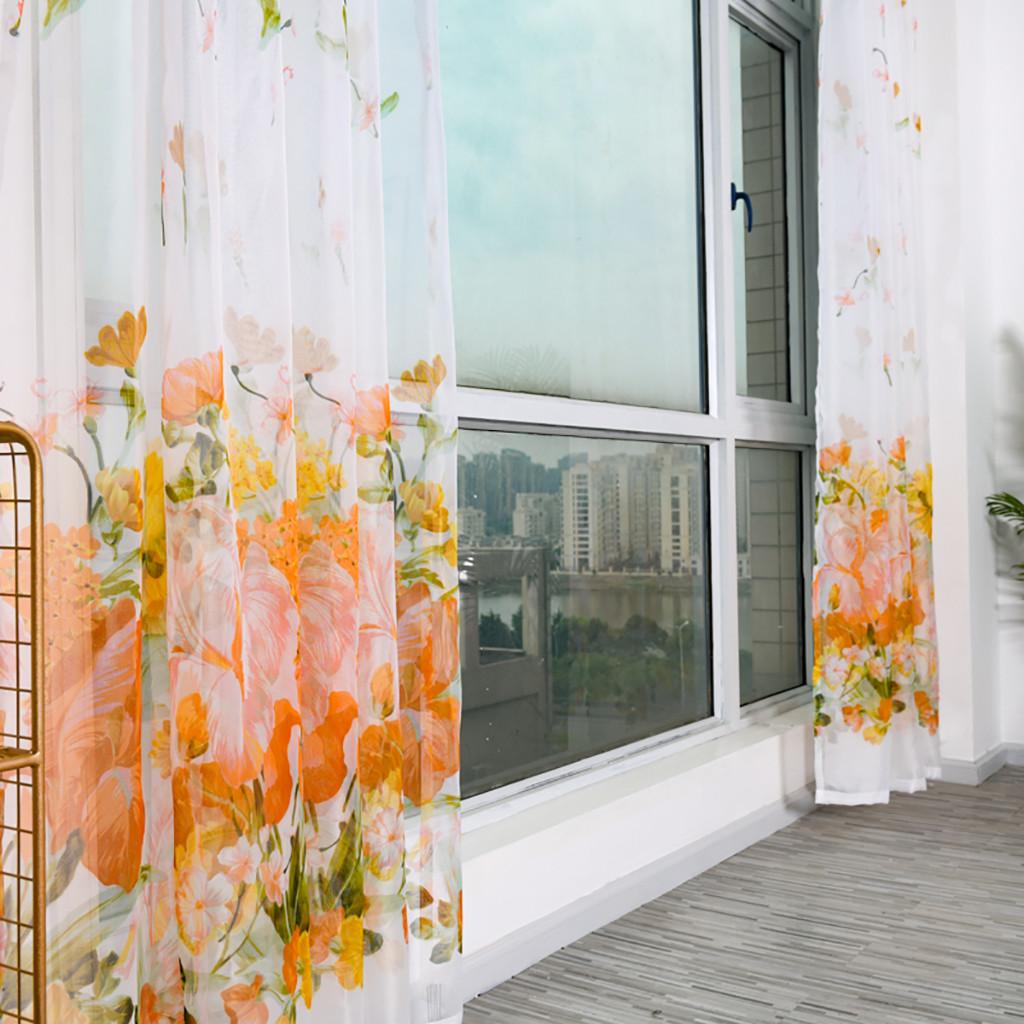 Прозрачная занавеска с изображением деревьев, тюль, оконная вуаль, драпировка, ткань подзора