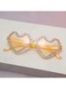 Trendy Party Shades Rhinestone Heart Sunglasses for Women Gradient Tinted Lenses UV Protection for Festivals KJ188