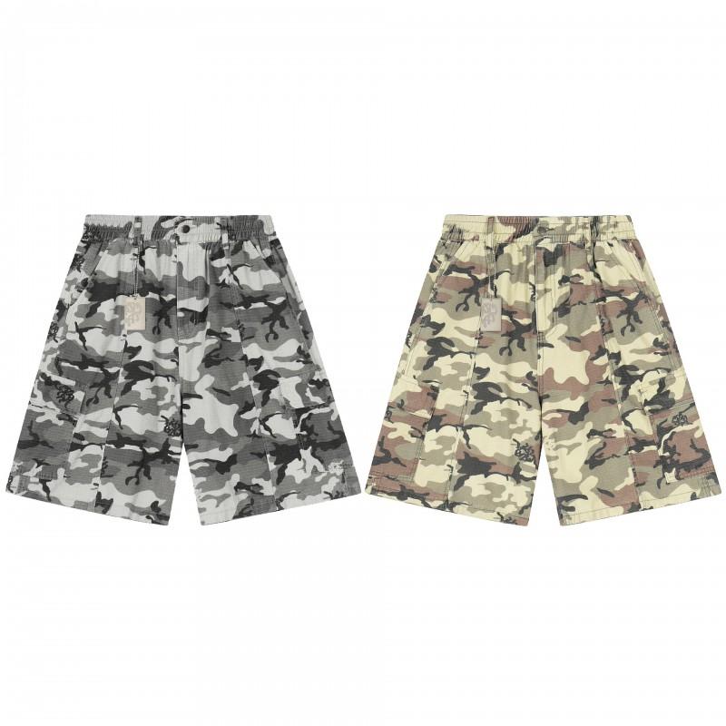Mens Womens Camo Cargo Shorts Loose Fit Streetwear 5-Pocket Utility Short Pants Casual Wear
