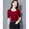 New Spring and Autumn Mid-sleeved T-shirt for Women, Slim and Slim Five-point Sleeves, Bottoming Shirt Top Can Be Worn Outside Korean Version