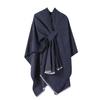 European and American Style Women's Fashion Shawl Knitted Solid Color Pashmina Split Tie Cape Autumn and Winter Warm Scarf