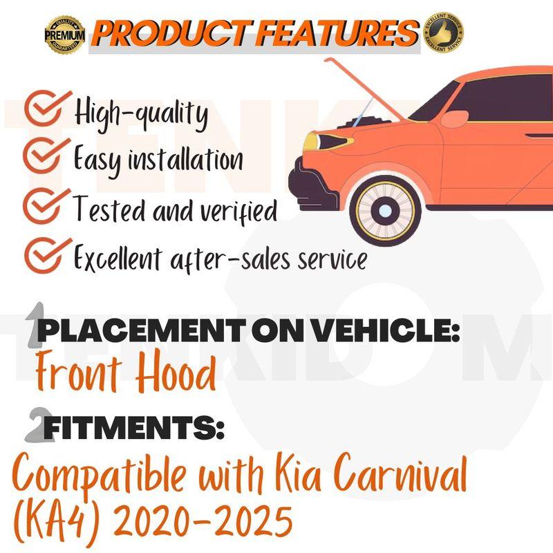 Амортизаторы капота для Kia Carnival (KA4) 2020-2025 Амортизаторы Подъемники Капота Газовые Амортизаторы Пружины Без Сверления