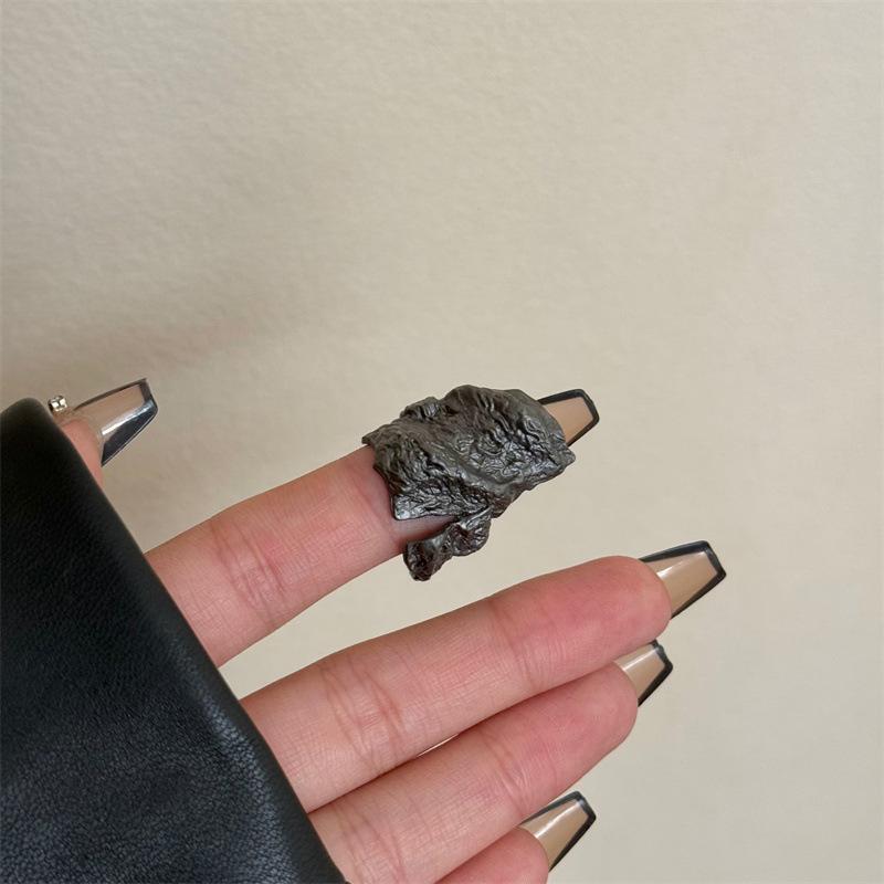 Gothic Unisex Open Irregular Metal Lava Texture Open Ring for Woman Men Punk Hip-Hop Party Finger Jewelry Gifts