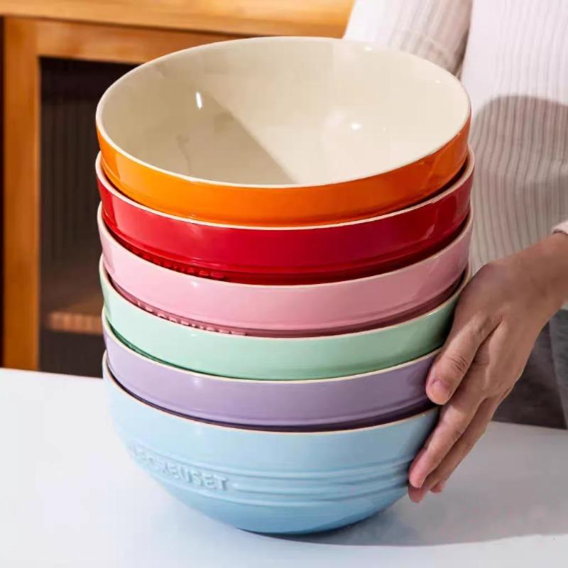 Large Capacity Ceramic Soup Face Bowl Salad Bowl Le Creuset Home Use Big Bowl French Style Dinnerware