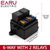 Earu 6-way Fuse Automotive Box with Relay Box Assembly, 12 Way 10 Way 8 Way Modified Circuit Protection Fuse Box