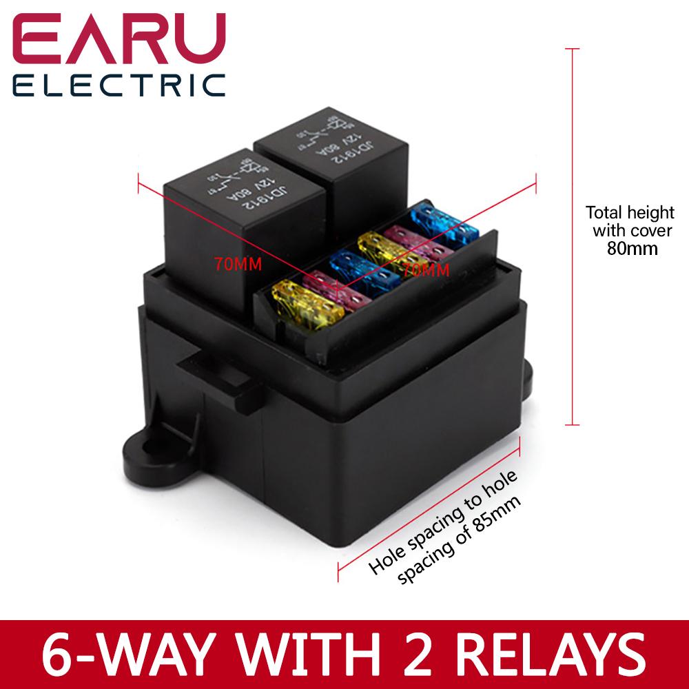 Earu 6-way Fuse Automotive Box with Relay Box Assembly, 12 Way 10 Way 8 Way Modified Circuit Protection Fuse Box