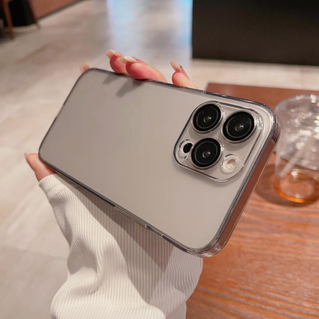 Для IPhone 16 Promax Чехол для телефона Матовый для Apple 14 Без шага Закаленное стекло 13 с защитной пленкой для объектива 15