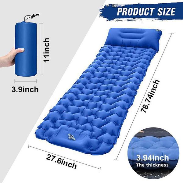 Camping Sleeping Pad Inflatable Waterproof Sleeping Pad with Built-in Pump, Foot Operated Ultra Thick Durable Ultra Light Air Cushion