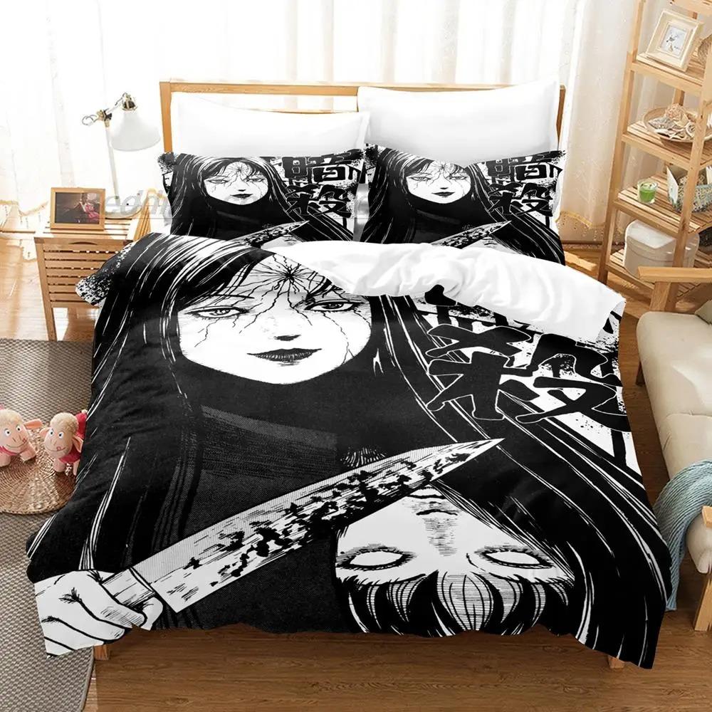 Man Manga Junji Ito Комплект постельного белья Single Twin Full Queen King Size Комплект постельного белья Aldult Kid Bedroom Duvetcover Sets 3D Print Halloween