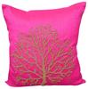 Throw Pillow Covers Fuchsia Pink Decorative Couch Silk Pillowcase With Zipper Nature & Floral Tree Beaded Easter-Fuchsia Tree Of Life