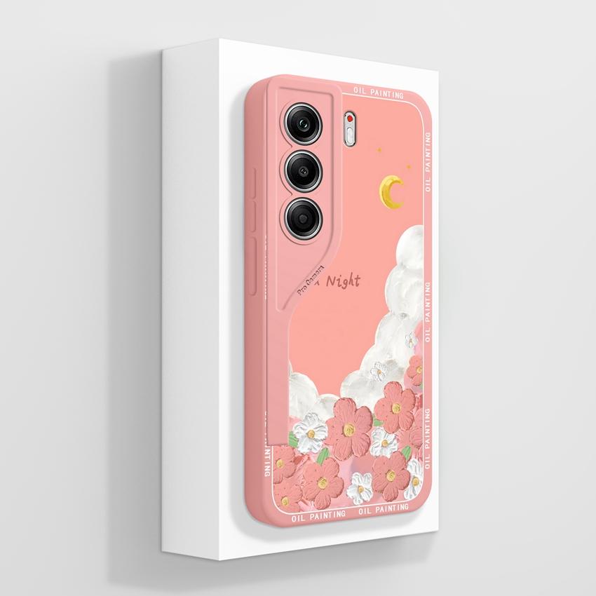 Coques For Tecno Camon 40 Pro 5G Cover Cases Fashion Graceful Flowers Patterns Smooth Liquid Silicone Anti Fall Protective Shell