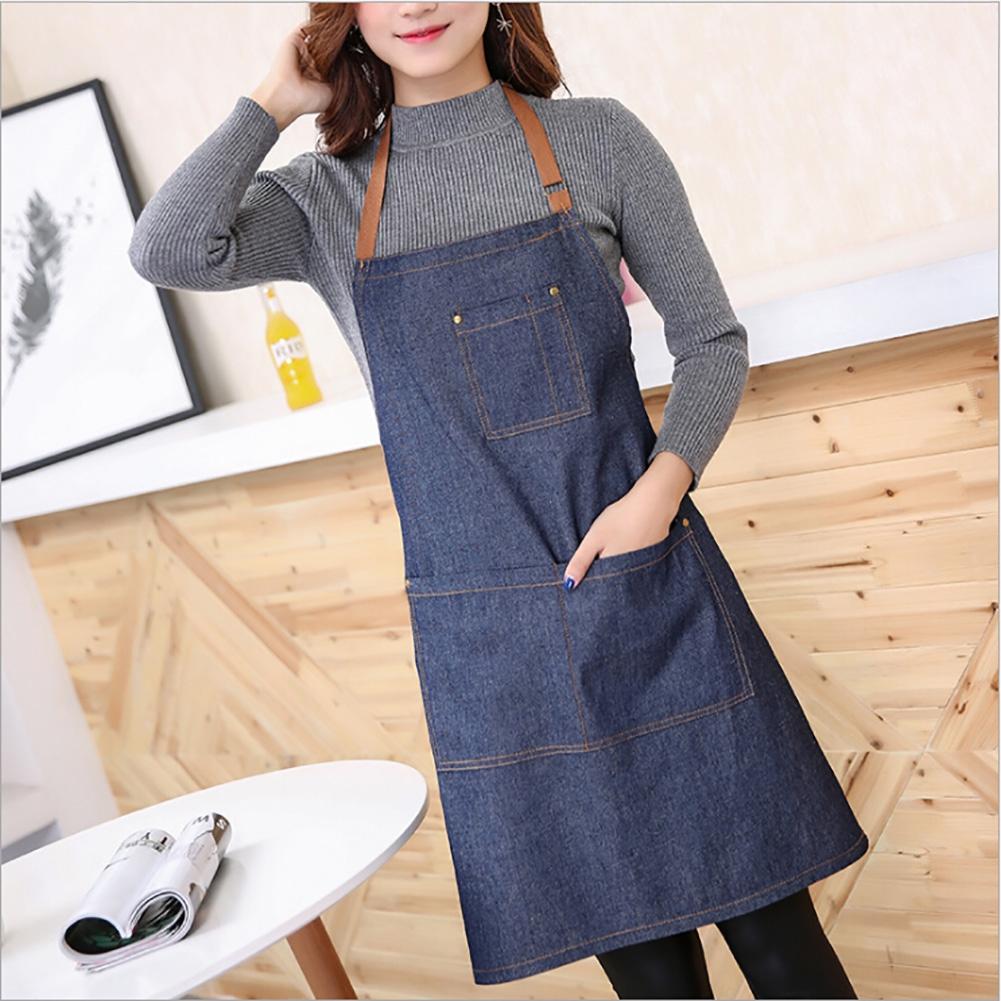 Hot Antifouling Cotton Aprons Uniform Denim Cowboy Simple Chef Cooking Aprons for Unisex Kitchen Apron
