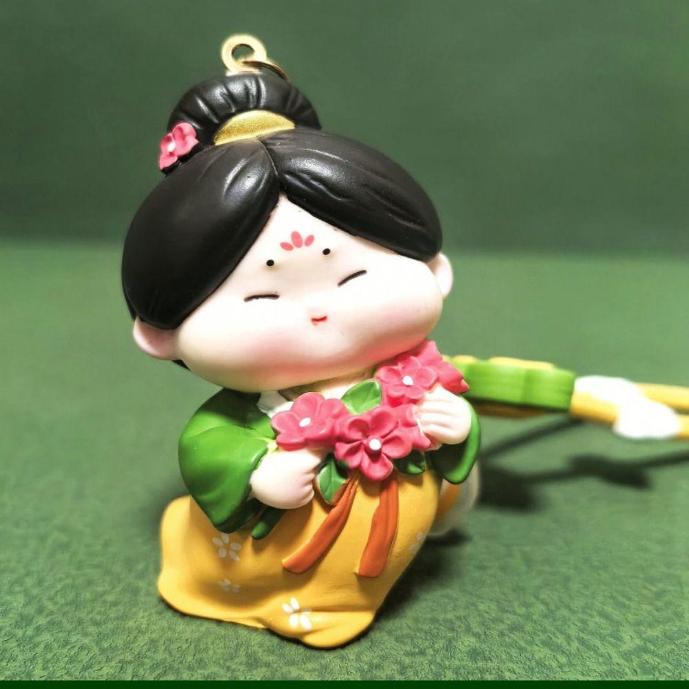 Анти-потерянная кукла династии Тан, кулон, цветок, автомобильный брелок, модный китайский стиль, брелок, декор для ключей