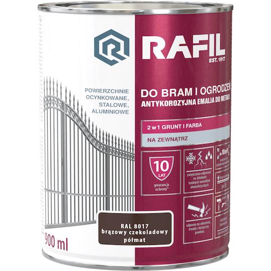 Rafil Farba Do Bram I Ogrodzeń Brązowy Czekoladowy Półmat Ral8017 0,9L