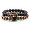 Black Lava Stone Crown Charm Tiger Eye Beads Bracelet For Men Women Braided Bracelets Handmade Adjustable Jewelry Pulseira
