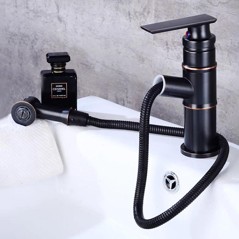 Смеситель для раковины в ванной, черный смеситель с одной ручкой и отверстием для палубы, винтажный смеситель для горячей и холодной воды, кран 8785