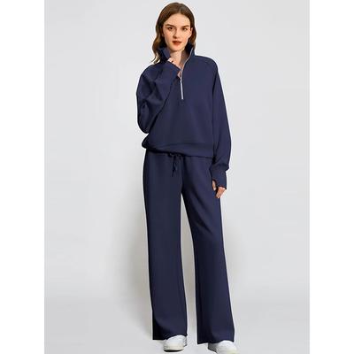 Женский костюм из толстовки и брюк, куртка со стойкой воротником на молнии, с карманами, свободные брюки на эластичной кулиске, комплект, женские спортивные костюмы