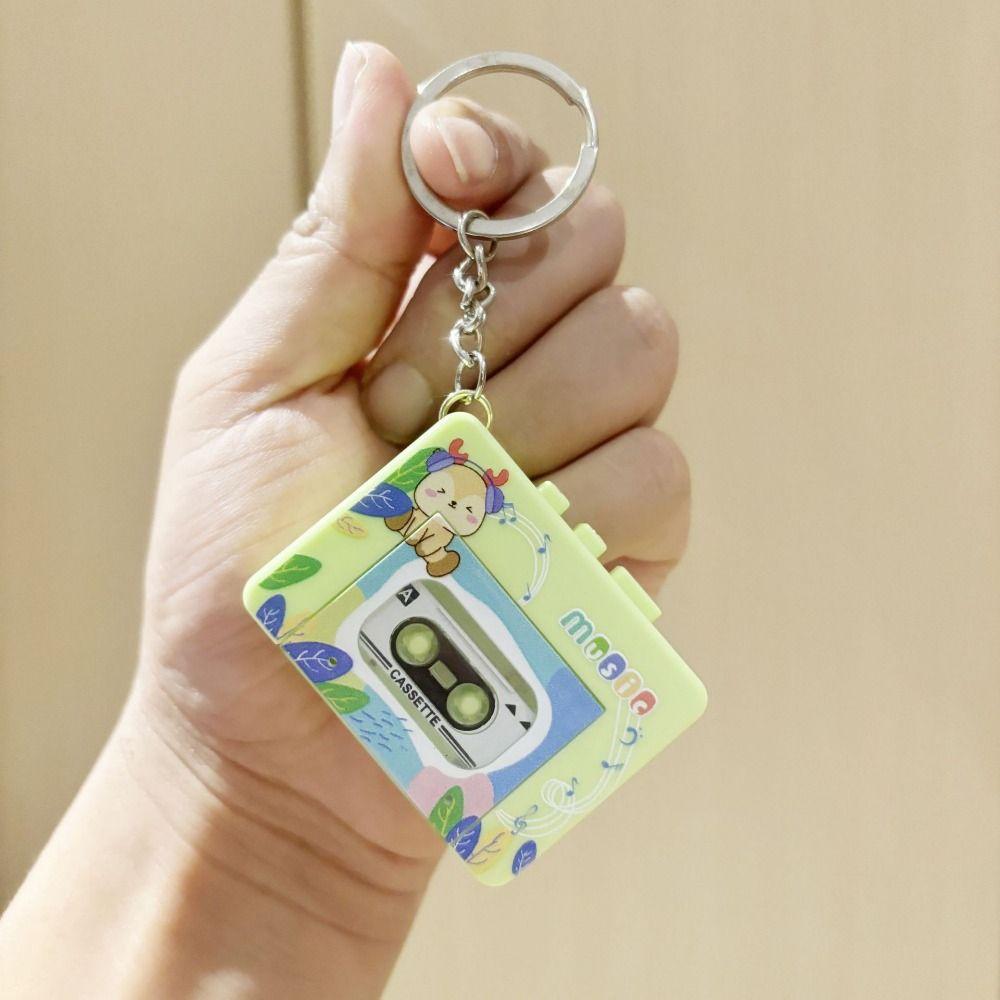 With music Retro Tape Recorder Keychain Cassette Recorder Recording Music Box Pendant   Backpack