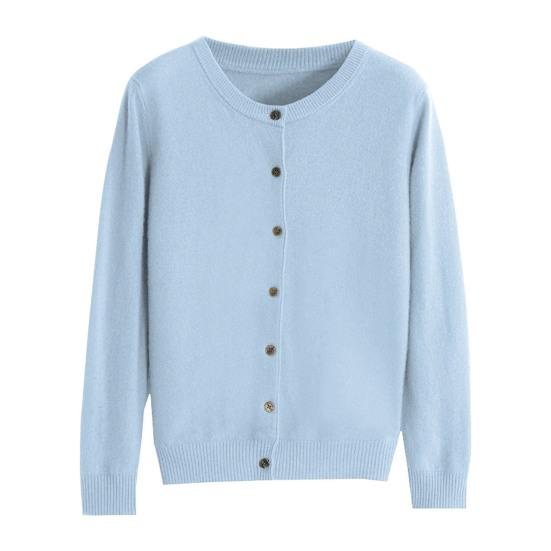 Женский вязаный свитер-пальто с круглым вырезом, длинными рукавами, однобортной застежкой, однотонный вязаный кардиган для повседневной носки