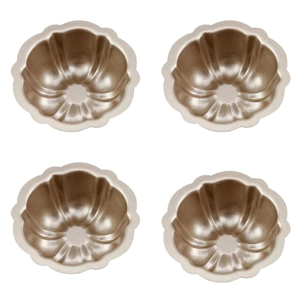 4 Pcs Nonstick Fluted Cake Mold 4 Inch Muffin Cups Easy to Clean Oven Baking Mold  Cupcake