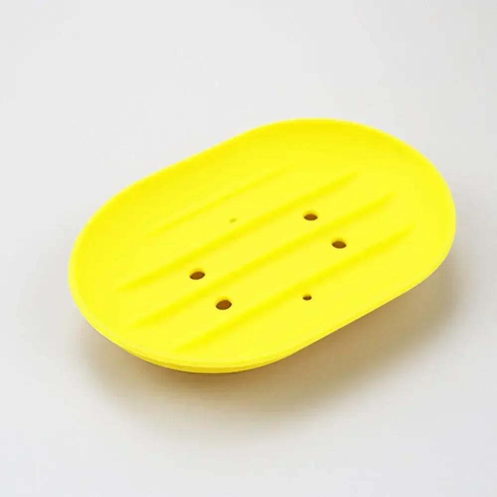 Anti-slip Silicone Soap Stand Draining Soap Box/dish Oval Silicone  Stand Bathroom Soap Box Without Perforation