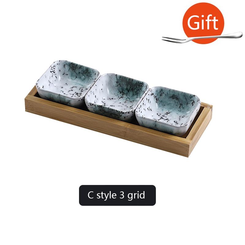 Креативные керамические тарелки для фруктовых закусок, набор для еды, японская посуда INS с подносом, сервировочные блюда, домашняя ваза для фруктов, поднос для закусок