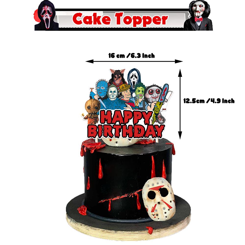 32pcs Classic Horror Movie Party Decorations Includes Banner Cake Topper Balloon