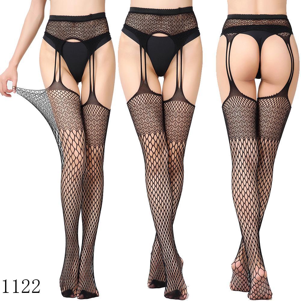 European & American Women's Mesh Jacquard Garter One-Piece Pantyhose