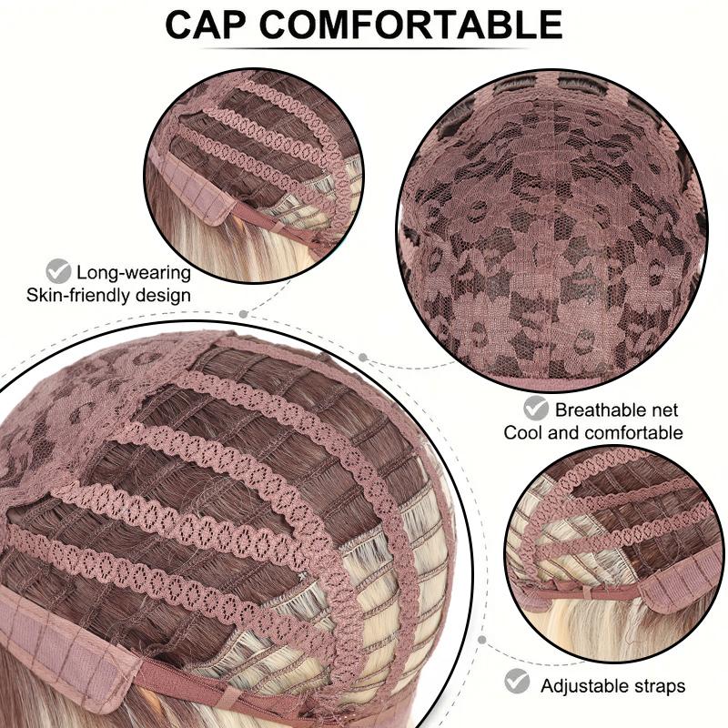Повязка на голову с короткими прямыми волосами со средним разрезом для женского парика, термостойкий парик из волокна, натуральный, простой и удобный