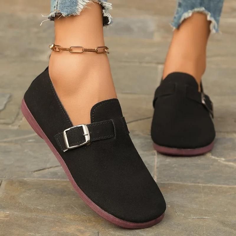 Мода 2025 Лето Горячая Распродажа Женские Балетки с Мягкой Подошвой и Круглым Носком Классика Пряжка Уличные Балетки для Женщин Повседневная Обувь Большого Размера Zapatos