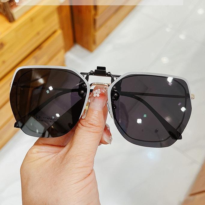Полигональные солнцезащитные очки с зажимом Поляризованные солнцезащитные очки с зажимом для вождения Мужские и женские солнцезащитные очки для близорукости Очки ночного видения с зажимом