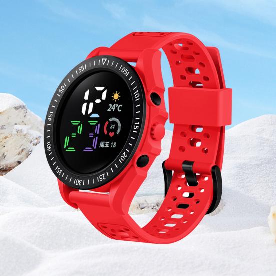 Kids LED Digital Waterproof Comfortable Silicone Sports Watch Band Calendar Week Display Boys