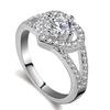 European and American White Copper Jewelry Micro Inlaid Ring Love Heart Ring Imitation Diamond Ring Women's Classic Style