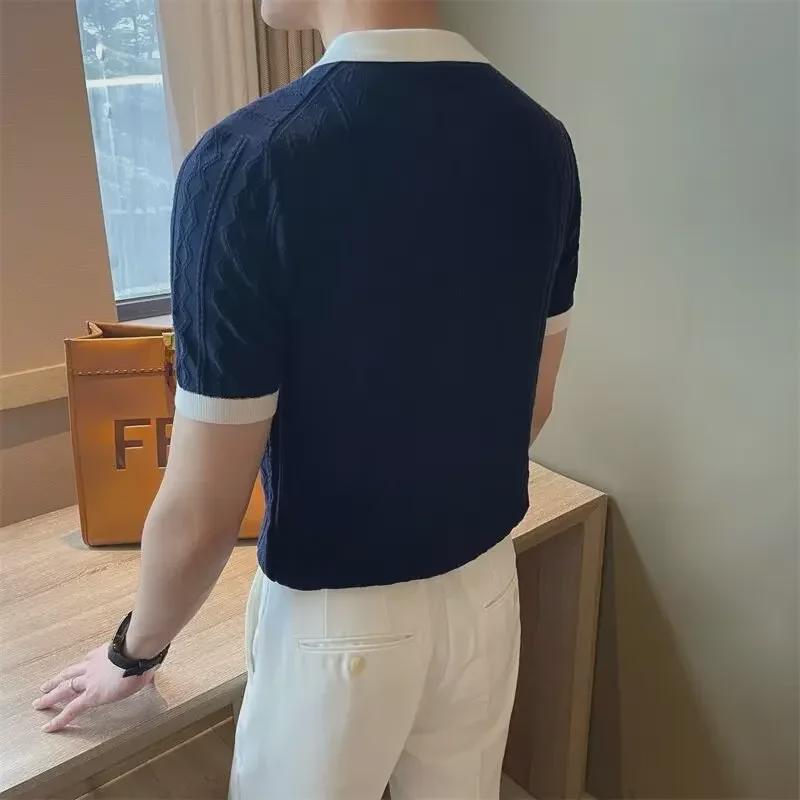 Летняя мужская легкая дышащая трикотажная рубашка-поло Ice Silk - повседневный топ американского модного бренда