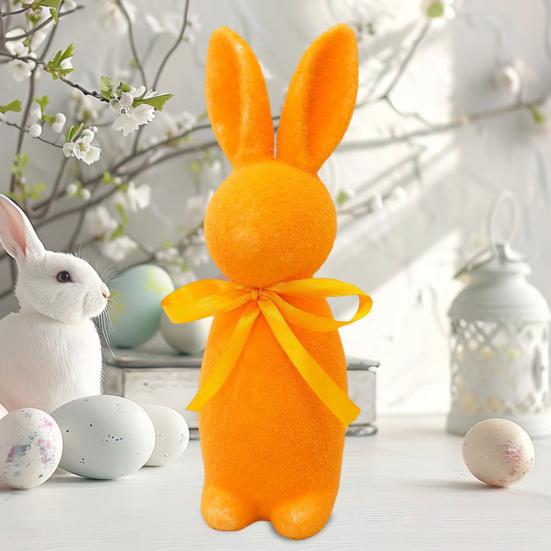 Пасхальный кролик статуэтка отдельно стоящая пенопластовый кролик украшение искусственный мох кролик флокированный кролик фигурка центральный элемент для каминной полки обеденного стола