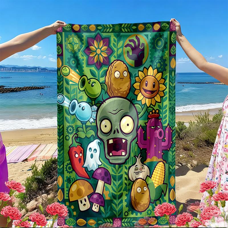Пляжное полотенце с принтом Plants VS Zombies, Универсальное легкое впитывающее пляжное полотенце для бассейна, серфинга, йоги, ванной комнаты, Идеальный подарок на день рождения и праздник